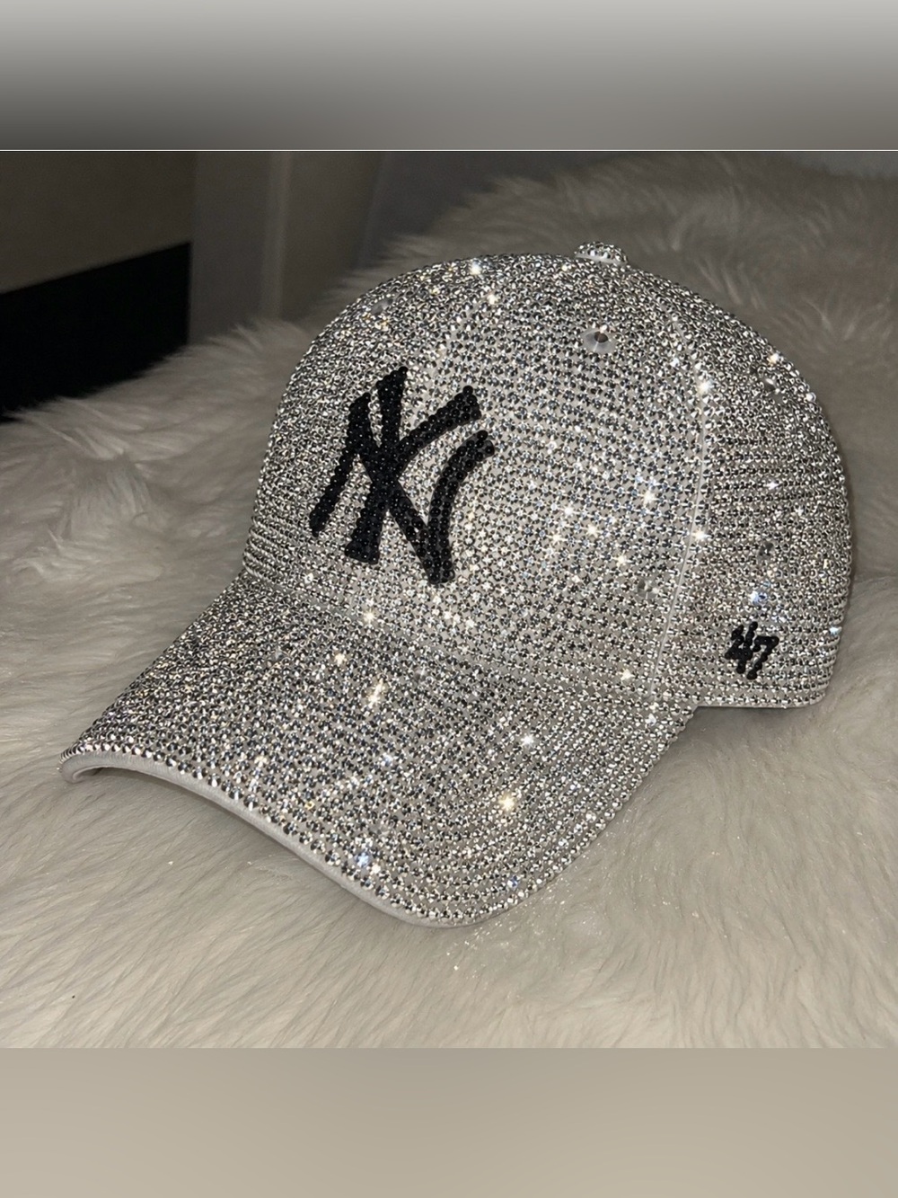 Black & Shadow Luxe Crystal NY Yankees Hat New